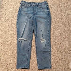 Old Navy Women's Blue high rise O.G. Straight Leg Jeans with Rips